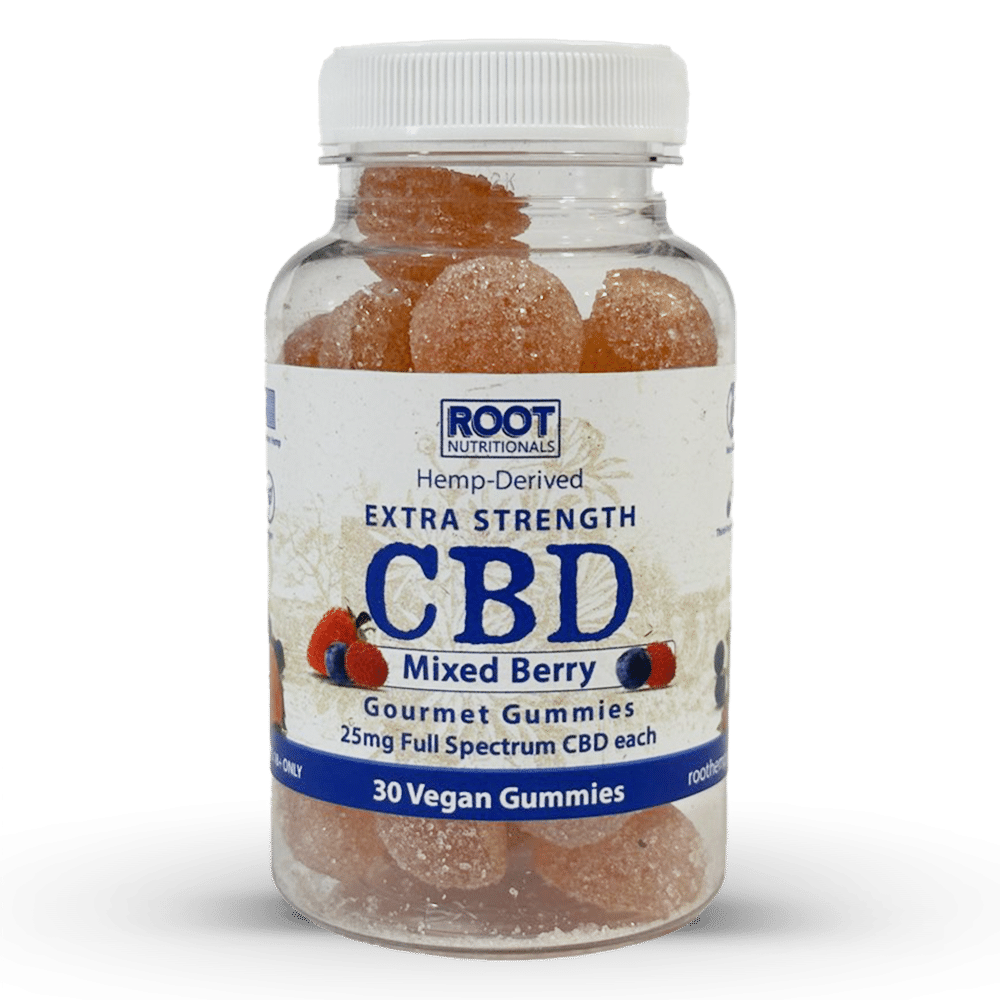 Root Nutritionals Extra Strength CBD Gummies jar
